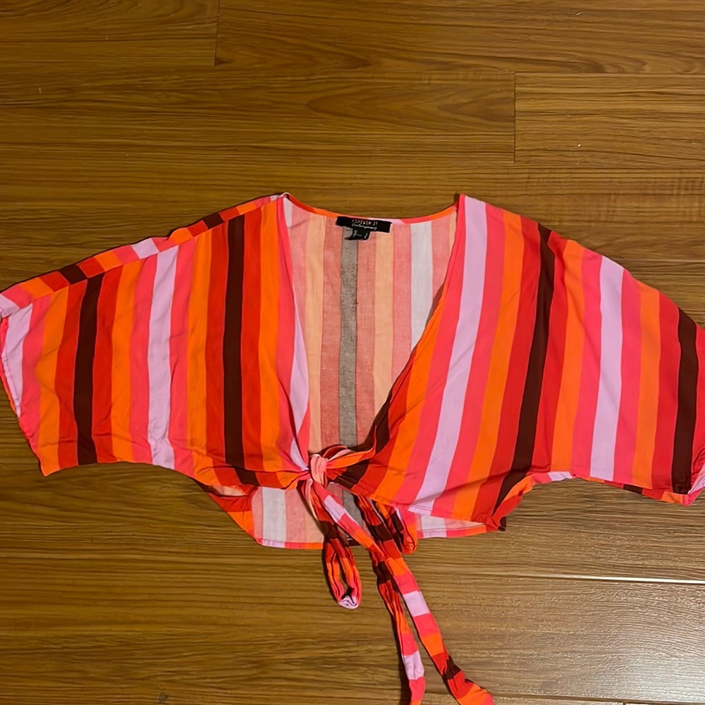 Bright Striped Tie Crop Top